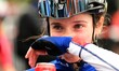 French cyclist Evita Muzic participates in the women's elite road race at the 2025 UEC Eur...