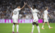 In Madrid, Spain, on October 4, Kylian Mbappe of Real Madrid and Vinicius Jr of Real Madri...