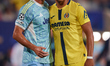Daniele Rugani of Juventus FC embraces Mourino of Villarreal CF at the end of the UEFA Cha...
