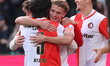 Sem Steijn of Feyenoord Rotterdam celebrates after scoring the goal during the match betwe...