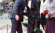 On October 7, 2025, in Copenhagen, Denmark, King Frederik X of Denmark greets Queen Margre...