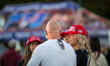 People wait to enter the Turning Point USA rally featuring Vivek Ramaswamy and Montana Gov...