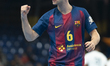 Dani Fernandez, a player for FC Barcelona, celebrates during the EHF Champions League Grou...