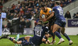 Elliott Obatoyibo is on his way to a try for Newcastle during the Gallagher Premiership Ru...