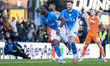 Joseph Olowu, #5 of Stockport County F.C., celebrates his goal during the Sky Bet League 1...
