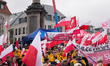 Several thousand people rally against a proposed EU migration scheme in Warsaw, Poland on...