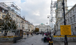 The Krakowskie Przedmiescie street is seen during the constructoin of the Lalka (Doll) mov...