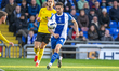 Tom Pett of Oldham Athletic plays during the Sky Bet League 2 match between Oldham Athleti...