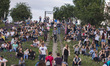 People attend the annual 'Fete de la Musique' music feast at Mauerpark in Prenzlauer Berg...