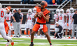 Blaine Hipa throws a pass for the Princeton Tigers during a game at Princeton Stadium. dur...