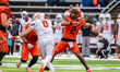 Blaine Hipa throws a pass for the Princeton Tigers during a game at Princeton Stadium. dur...