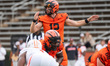 KAI COLON (12) lines up prior to the snap for the Princeton Tigers during a game at Prince...