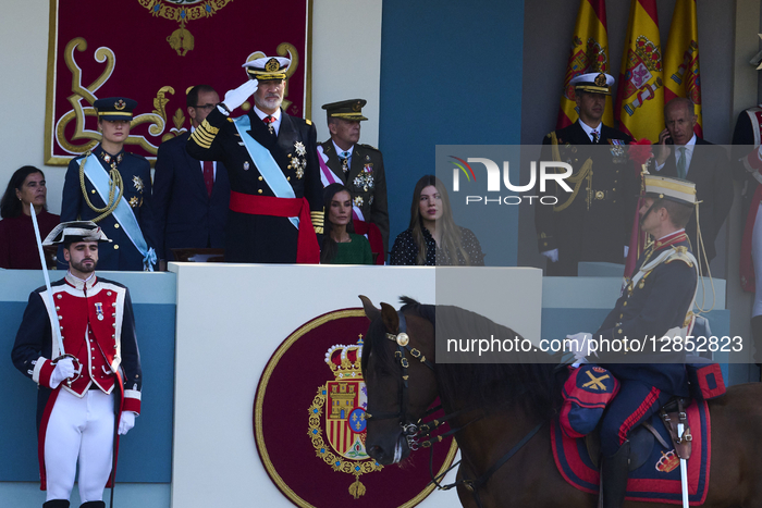 Spanish Royals Attend The National Day Military Parade