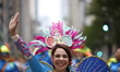 Colombians participate in the Hispanic Heritage Parade in New York City, United States, on...