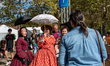 Women dress in period clothing during America's River Roots Festival on the banks of the O...