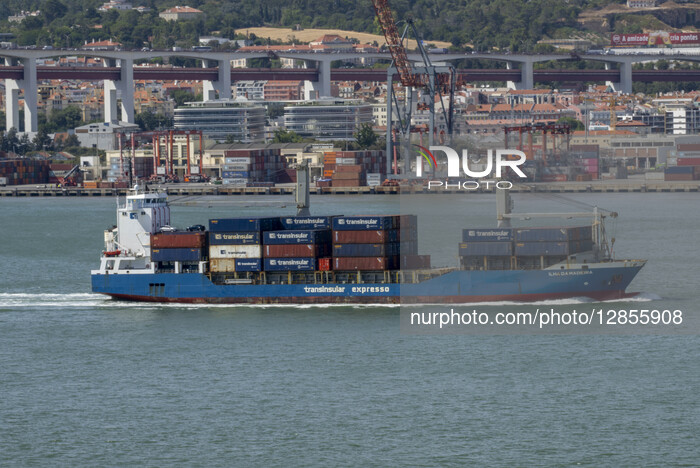 Navigation On The Tejo River In Lisbon.