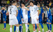 Bahlul Mustafazade and Anton Krivotsyuk play during the FIFA World Cup 2026 Qualifier matc...
