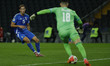 Italia's Pio Esposito plays during the 2026 FIFA World Cup qualification football match be...