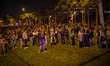 Protesters fill the area around Sants station during the march called as part of the gener...
