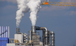 Steam rises from chimneys of an industrial facility in Salzburg, Austria, on March 5, 2022...