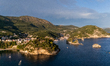 Drone view of the Venetian Castle of Parga in Parga, Greece on September 3, 2025. 