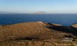 Aerial view of the landscape surrounding the Tomb of Homer on Ios Island, Greece, on Septe...