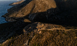 Aerial view of the landscape surrounding the Tomb of Homer on Ios Island, Greece, on Septe...