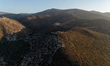 Aerial view of the landscape surrounding the Tomb of Homer on Ios Island, Greece, on Septe...