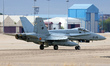 A McDonnell Douglas EF-18A Hornet of the Spanish Air Force heads towards the runway of the...