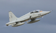Three Northrop SF-5B(M) Freedom Fighters of the Spanish Air Force take off from the Torrej...