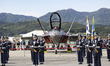 A KF-21 fighter jet is displayed at the Seoul International Aerospace and Defense Exhibiti...