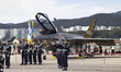 A KF-21 fighter jet is displayed at the Seoul International Aerospace and Defense Exhibiti...