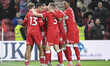 Middlesbrough's players celebrate after Cedric Kipre of Ipswich Town scores an own goal du...