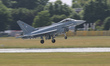 A Eurofighter Typhoon fighter jet of the German Air Force performs a flight demonstration...