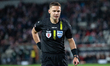 Referee Damian Sylwestrzak officiates the game between KS Cracovia and Rakow Czestochowa i...