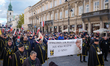 Several hundred people take part in the Papal March in Warsaw, Poland on 19 October, 2025....