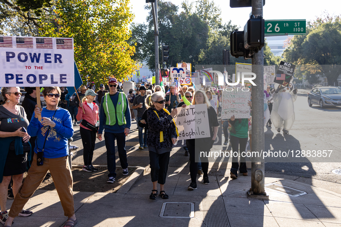 Thousands Attend The No Kings Protest At The California State Capitol Building, In Sacramento, Calif., On Saturday, Oct. 18, 2025. 
