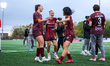 In Toronto, Ontario, Canada, on October 19, 2025, AFC Toronto players (L to R) Jade Kovace...