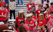 Wisconsin Badgers fans hide their faces in the second half against the Ohio State Buckeyes...