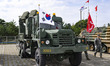 The Korea Marine Corps' Bigung 2.75-inch guided rocket is on display during the Seoul Inte...