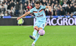 Jordan Henderson (6 Brentford) shoots during the Premier League match between West Ham Uni...