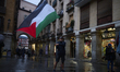 Demonstrators gather at Plaza de la Provincia in Madrid, Spain, on October 21, 2025, to pr...