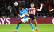 Frank Zambo Anguissa of Napoli and Joey Veerman of PSV participate in the UEFA Champions L...