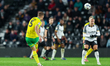 Jakov Medic of Norwich City fires the ball forward during the Sky Bet Championship match b...