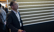 SK hynix Vice President Jung Sang-rok tours the SK hynix exhibition booth at the Korea Sem...