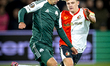 Panathinaikos FC forward Anass Zaroury and SC Feyenoord Rotterdam midfielder Sem Steijn pl...