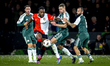 Panathinaikos FC midfielder Manolis Siopis and SC Feyenoord Rotterdam forward Cyle Larin p...