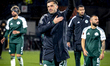 Panathinaikos FC defender Giannis Kotsiras appears dejected after the lost game during the...