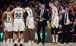 Tomas Masiulis of Zalgiris Kaunas is with players during the EuroLeague Regular Season Rou...