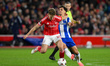 Ryan Yates of Nottingham Forest battles with Gabri Veiga of FC Porto during the UEFA Europ...